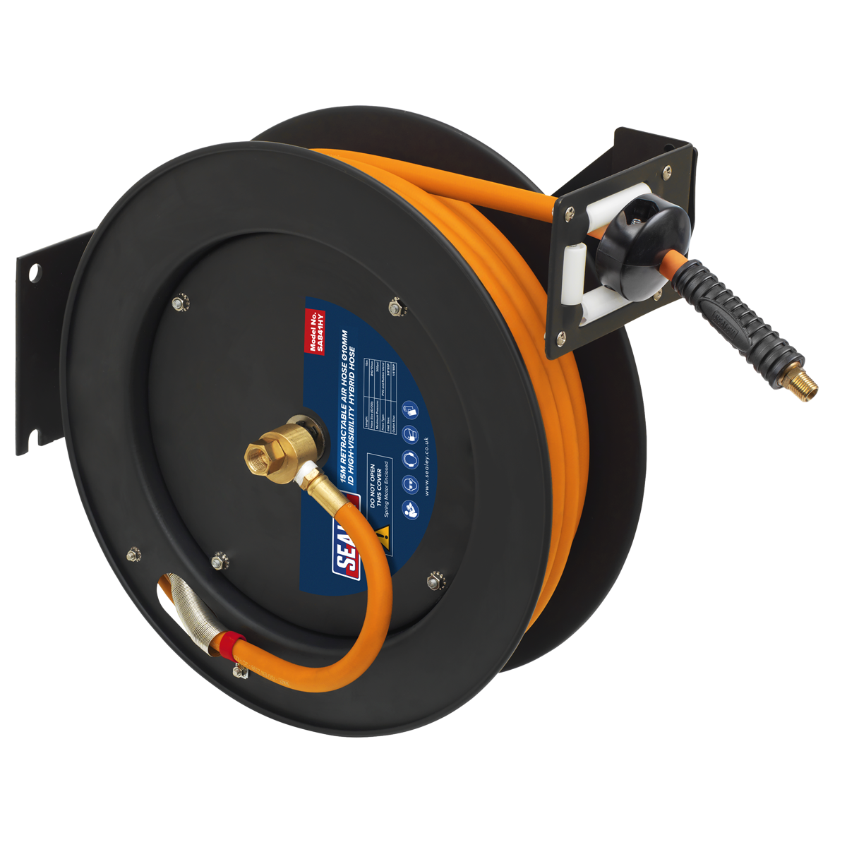 15m Retractable High-Visibility Hybrid Air Hose with Steel Reel 10mm ID SA841HY