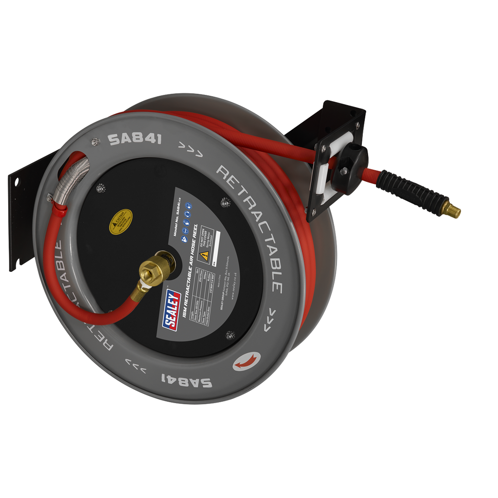 15m Retractable Rubber Air Hose with Steel Reel 10mm ID SA841