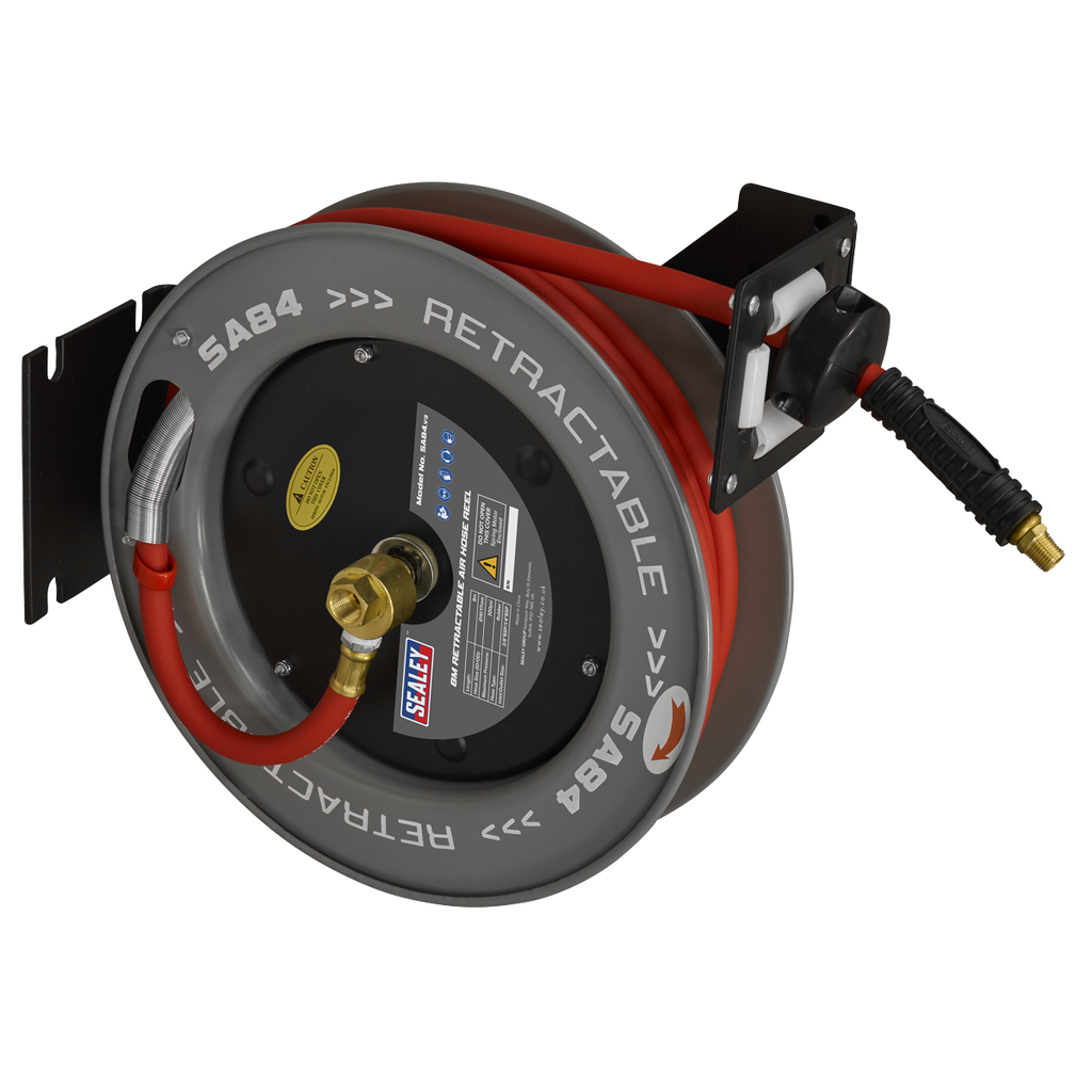 8m Retractable Rubber Air Hose with Steel Reel 10mm ID SA84