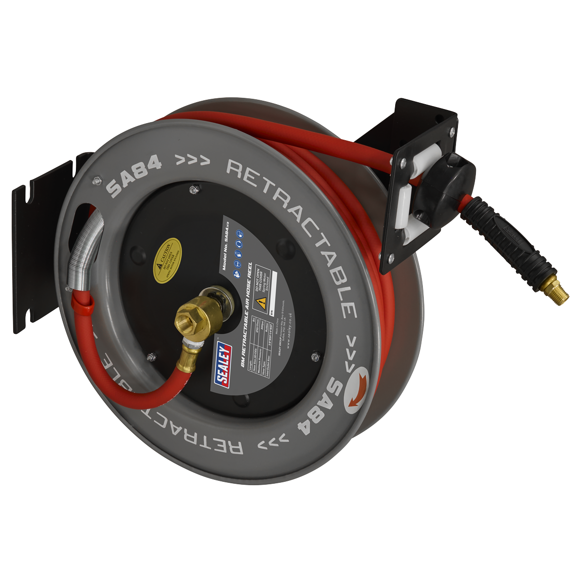8m Retractable Rubber Air Hose with Steel Reel 10mm ID SA84