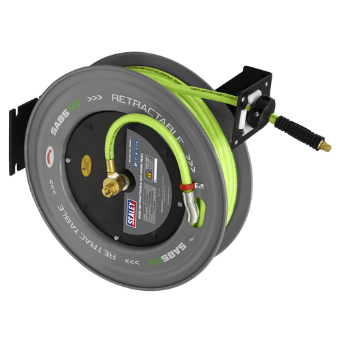 20m Retractable High-Visibility PVC Air Hose with Steel Reel 10mm ID SA85HV