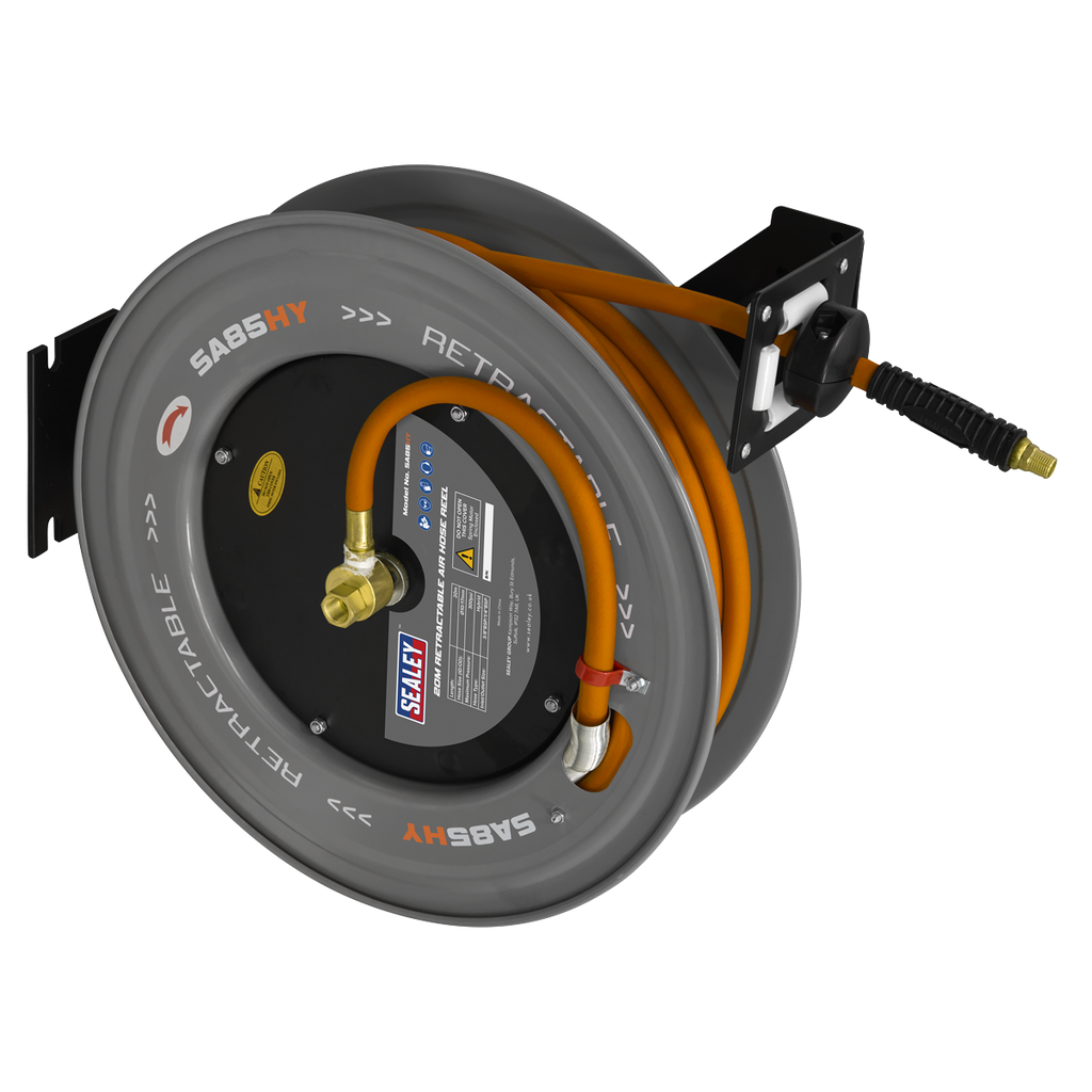 20m Retractable High-Visibility Hybrid Air Hose with Steel Reel 10mm ID SA85HY