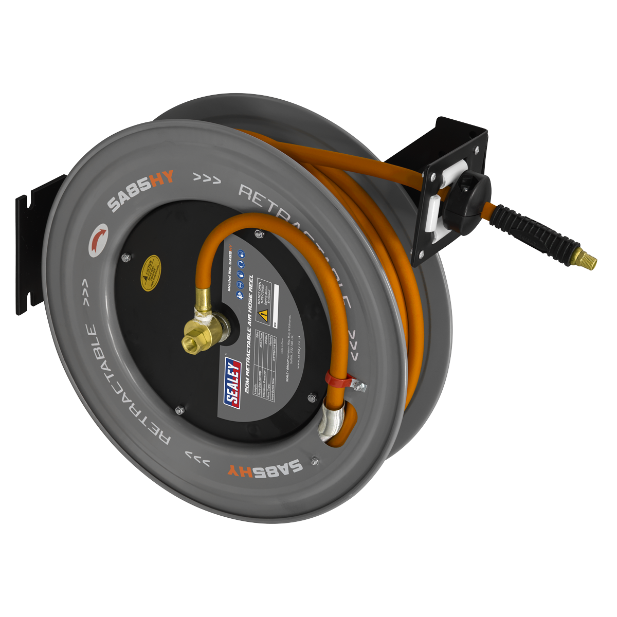 20m Retractable High-Visibility Hybrid Air Hose with Steel Reel 10mm ID SA85HY