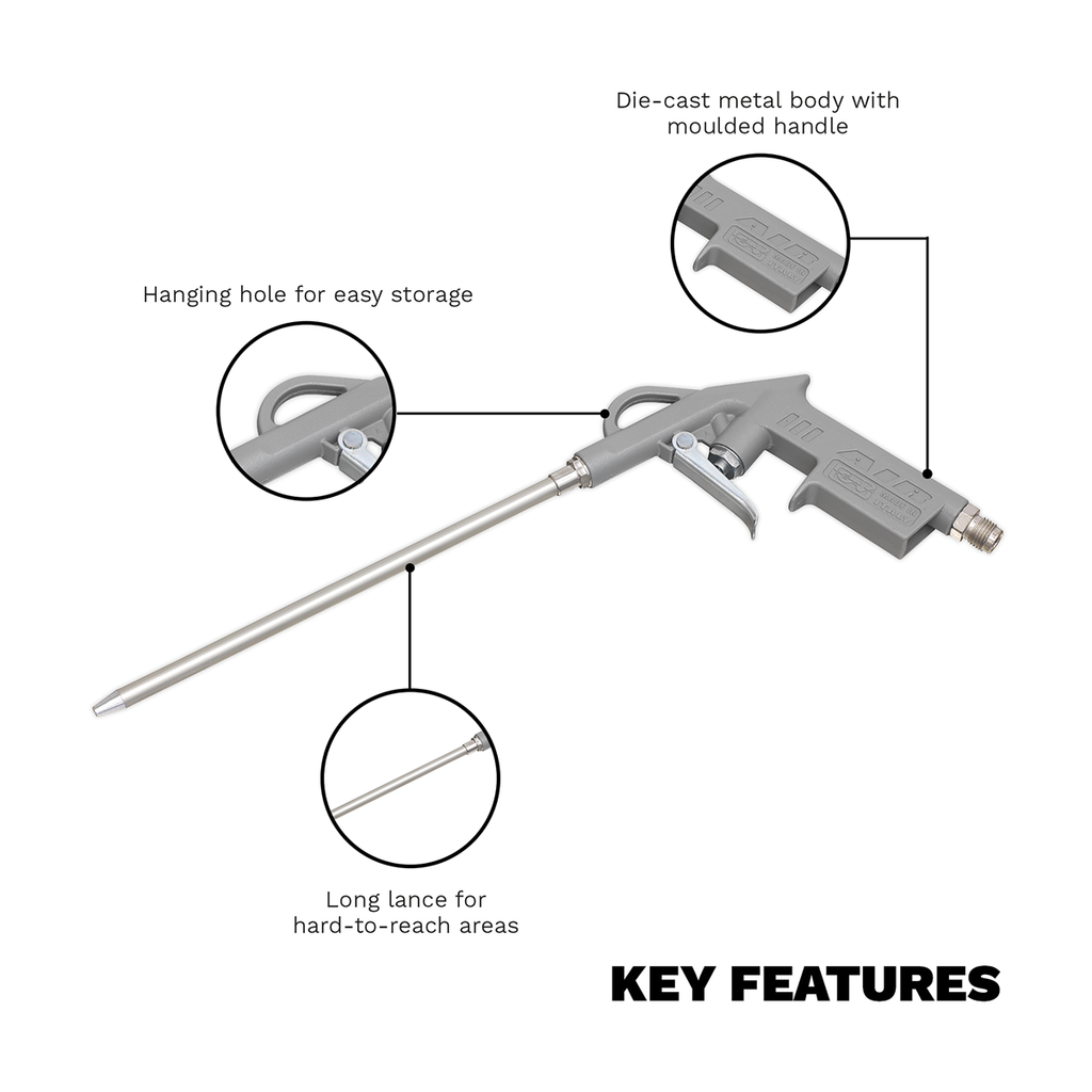 Air Blow Gun 200mm with 1/4"BSP Air Inlet SA919