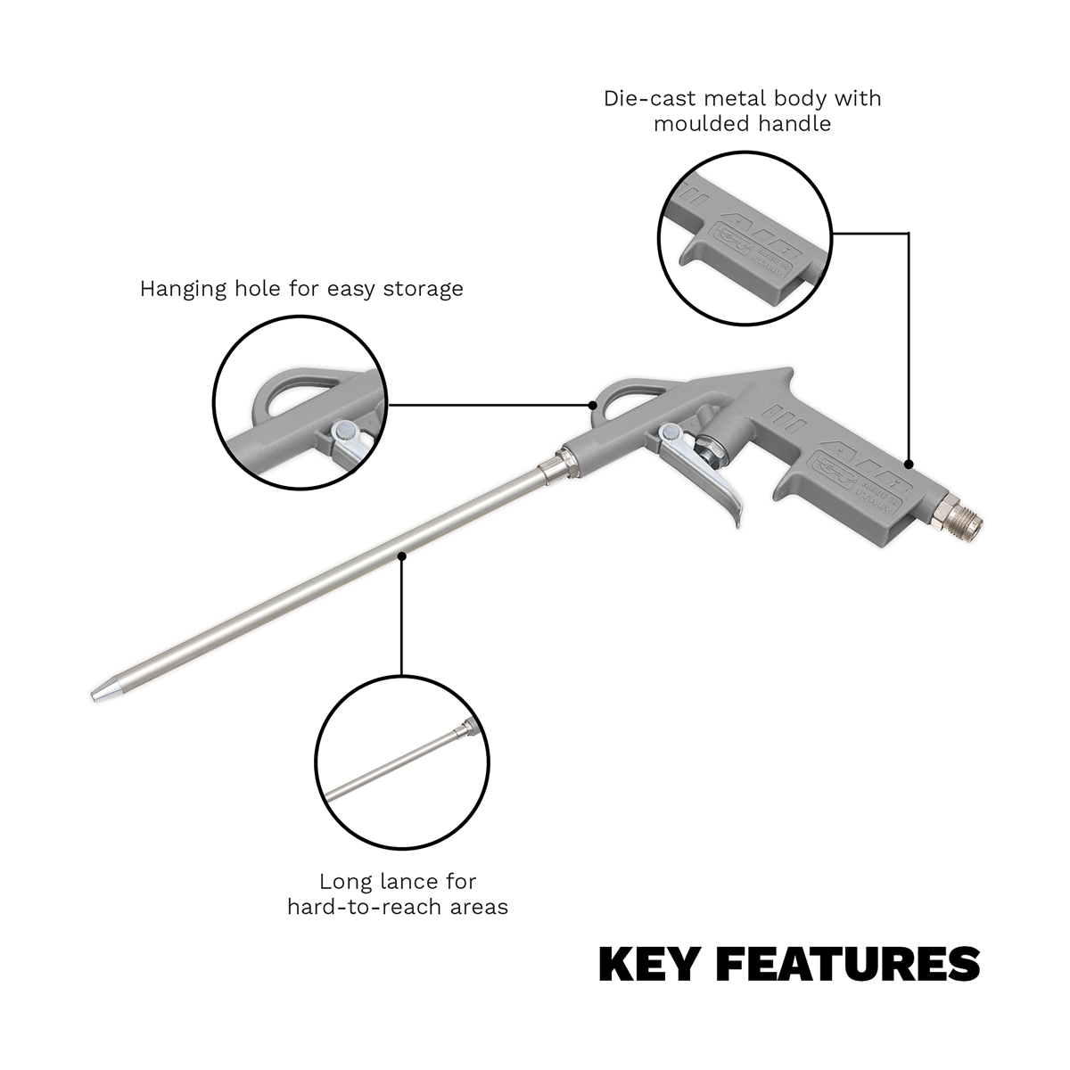 Air Blow Gun 200mm with 1/4"BSP Air Inlet SA919