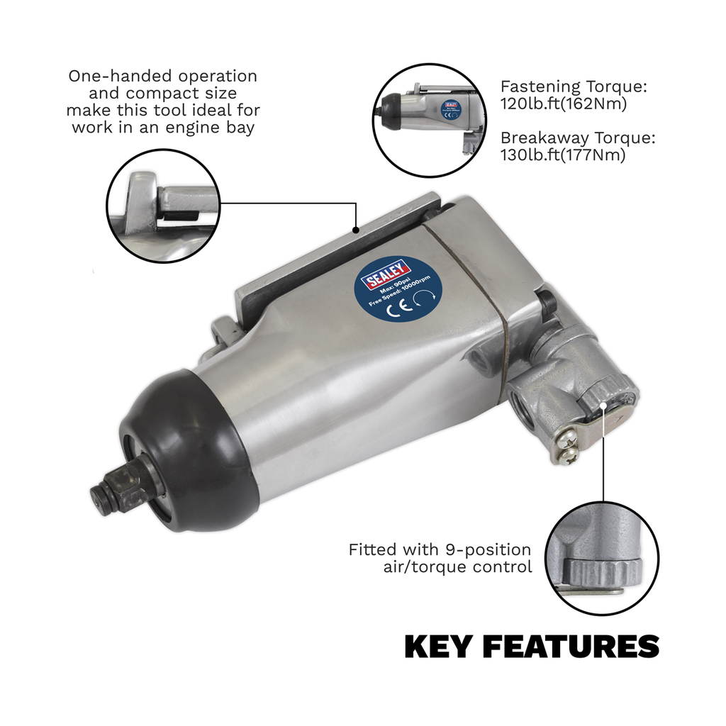 Butterfly Air Impact Wrench 3/8"Sq Drive SA91