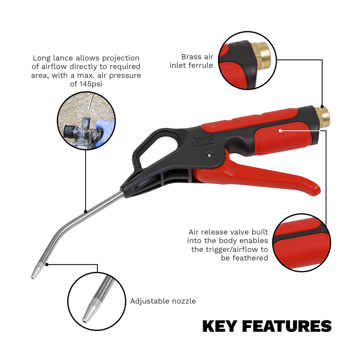 Air Blow Gun 110mm with 1/4"BSP Air Inlet SA9250
