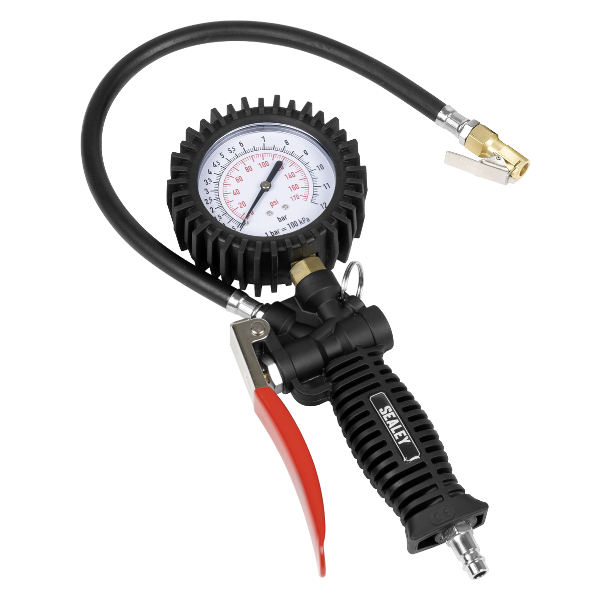 Tyre Inflator with Pressure Gauge and Clip-On Connector SA9302