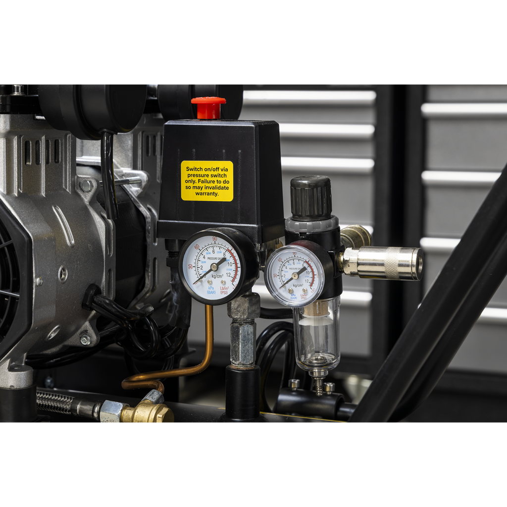 100L Oil Free Low Noise Direct Drive Air Compressor 2 x 2hp SAC10001S