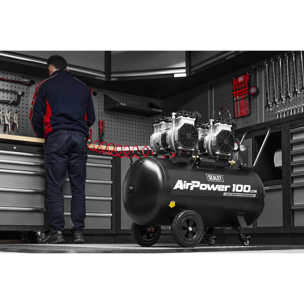 100L Oil Free Low Noise Direct Drive Air Compressor 2 x 2hp SAC10001S