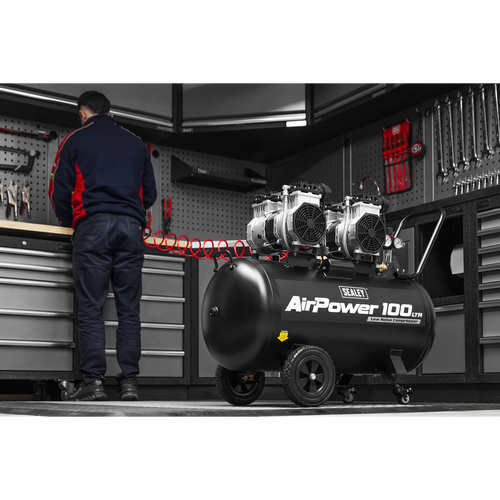 100L Oil Free Low Noise Direct Drive Air Compressor 2 x 2hp SAC10001S