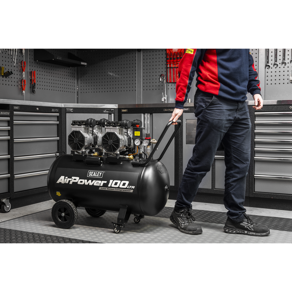 100L Oil Free Low Noise Direct Drive Air Compressor 2 x 2hp SAC10001S