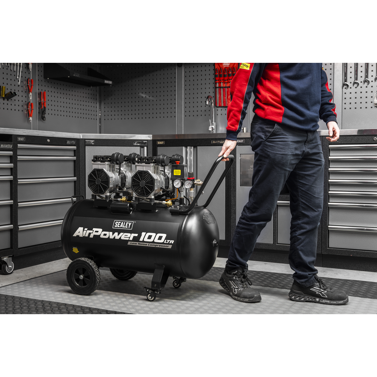 100L Oil Free Low Noise Direct Drive Air Compressor 2 x 2hp SAC10001S