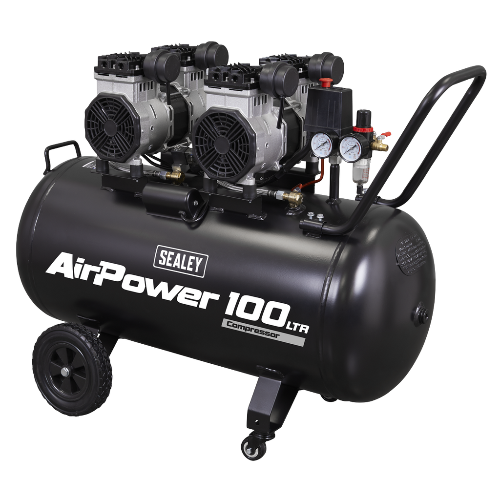 100L Oil Free Low Noise Direct Drive Air Compressor 2 x 2hp SAC10001S