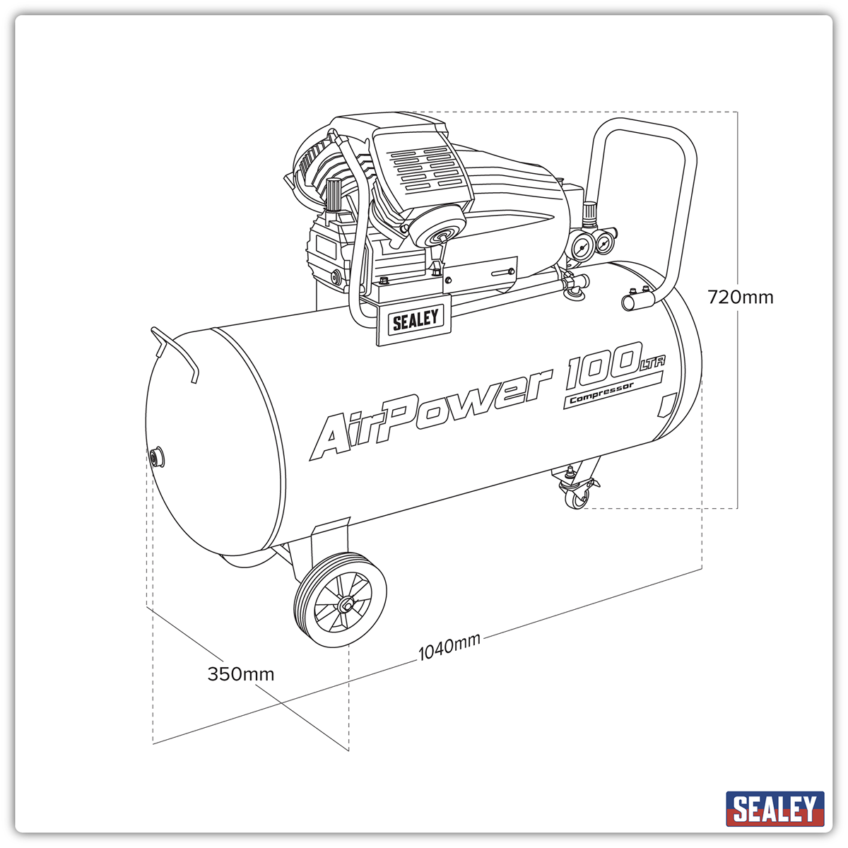 100L V-Twin Direct Drive Air Compressor 3hp SAC10030VA