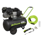 100L Direct Drive V-Twin Air Compressor 3hp with Air Accessory Kit SAC10030VEKIT