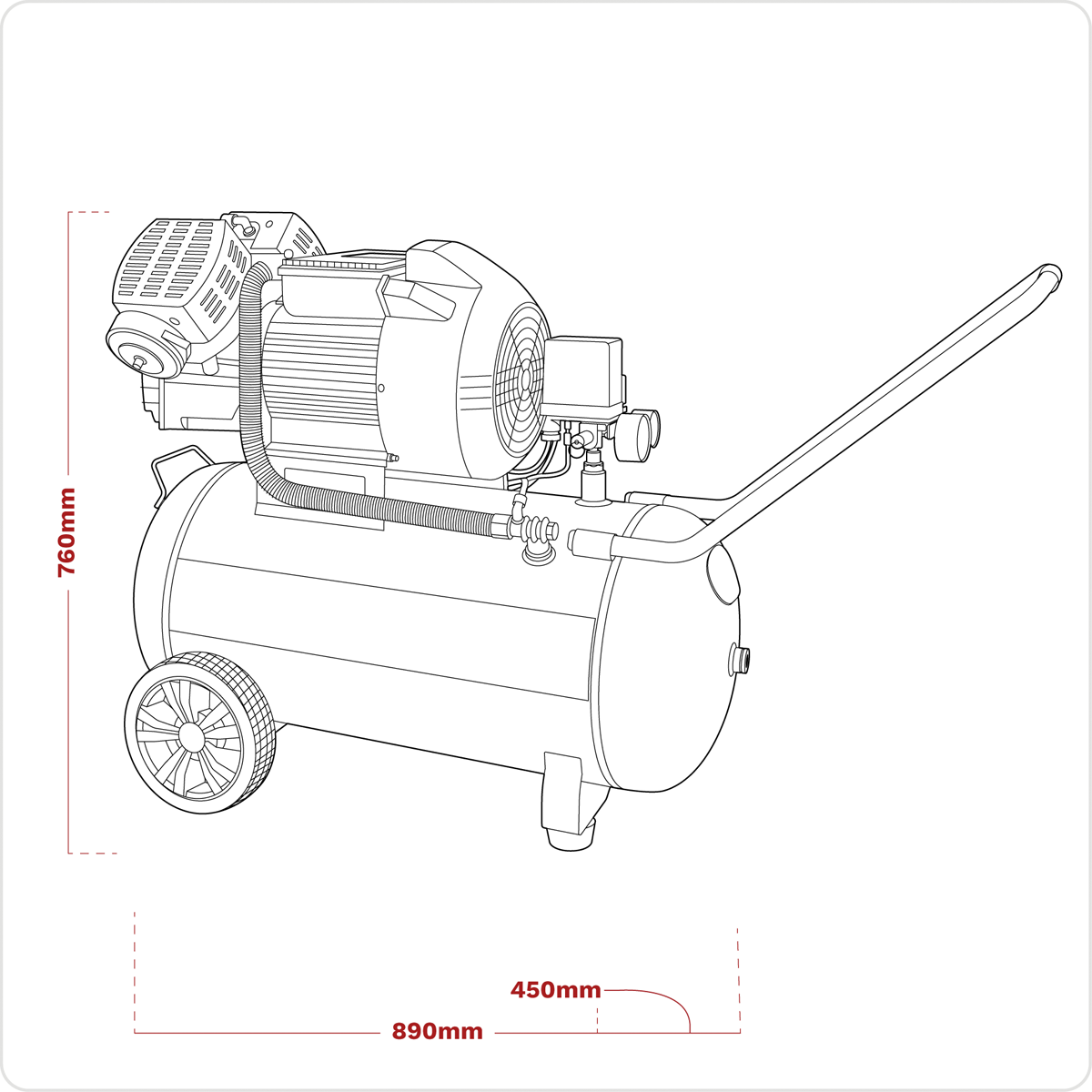 100L V-Twin Direct Drive Air Compressor 3hp SAC10030VE