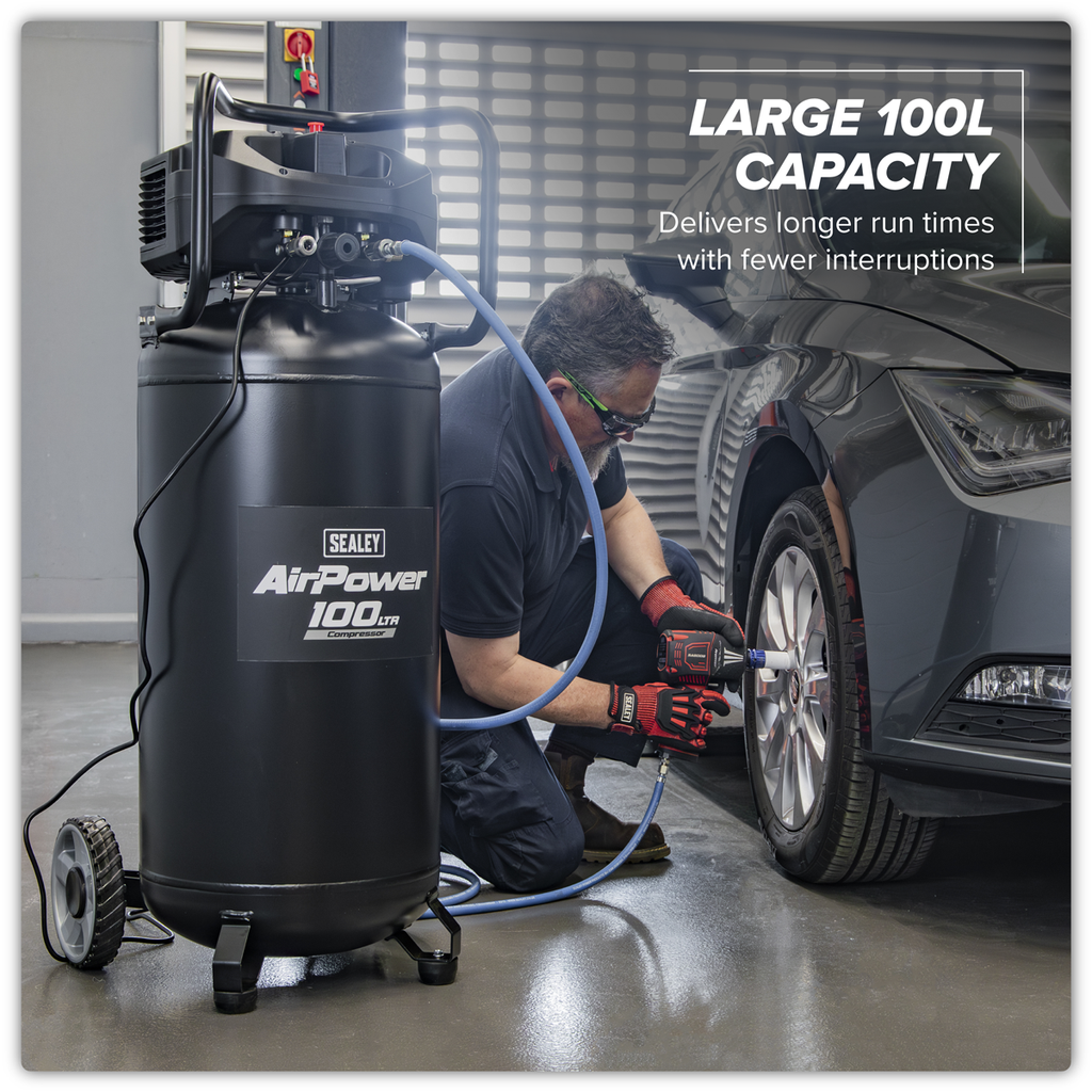100L Oil Free Belt Drive Vertical Compressor 2.5hp SAC100V