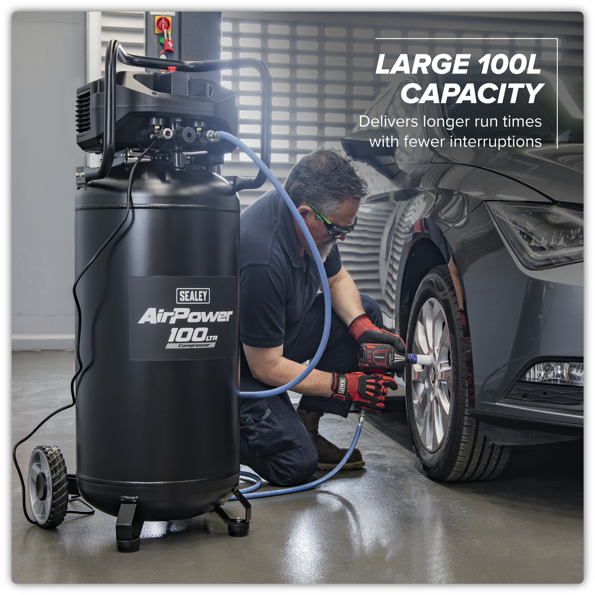 100L Oil Free Belt Drive Vertical Compressor 2.5hp SAC100V