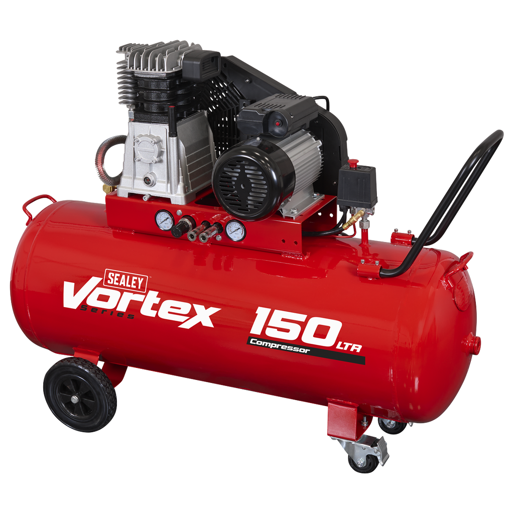 150L Belt Drive Air Compressor with Cast Cylinders & Wheels 3.5hp SAC1153B