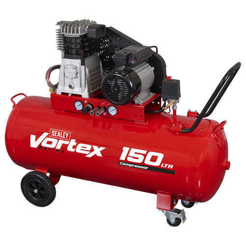 150L Belt Drive Air Compressor with Cast Cylinders & Wheels 3.5hp SAC1153B