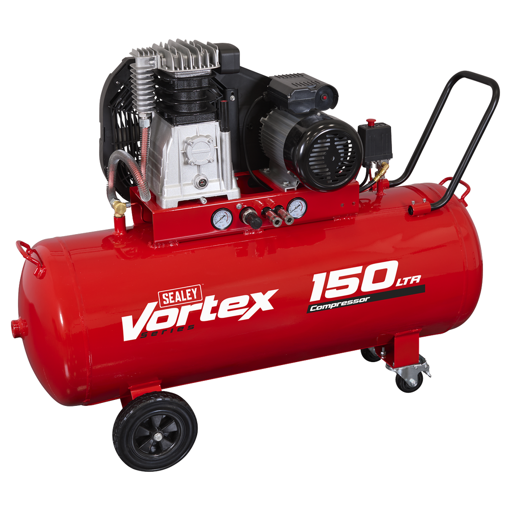 150L Belt Drive Air Compressor with Cast Cylinders & Wheels 3.5hp SAC1153B