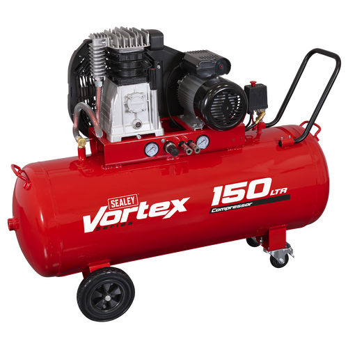150L Belt Drive Air Compressor with Cast Cylinders & Wheels 3.5hp SAC1153B