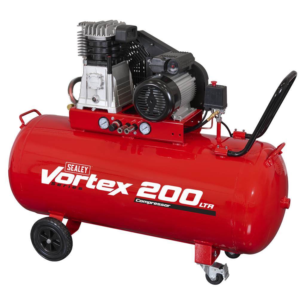 200L Belt Drive Air Compressor with Cast Cylinders & Wheels 3.5hp SAC1203B