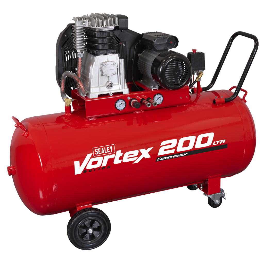200L Belt Drive Air Compressor with Cast Cylinders & Wheels 3.5hp SAC1203B