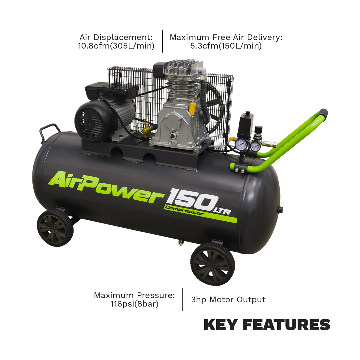 150L Belt Drive Air Compressor 3hp SAC15030B