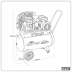 50L Belt Drive Air Compressor with Cast Cylinders & Wheels 3.5hp SAC1503B