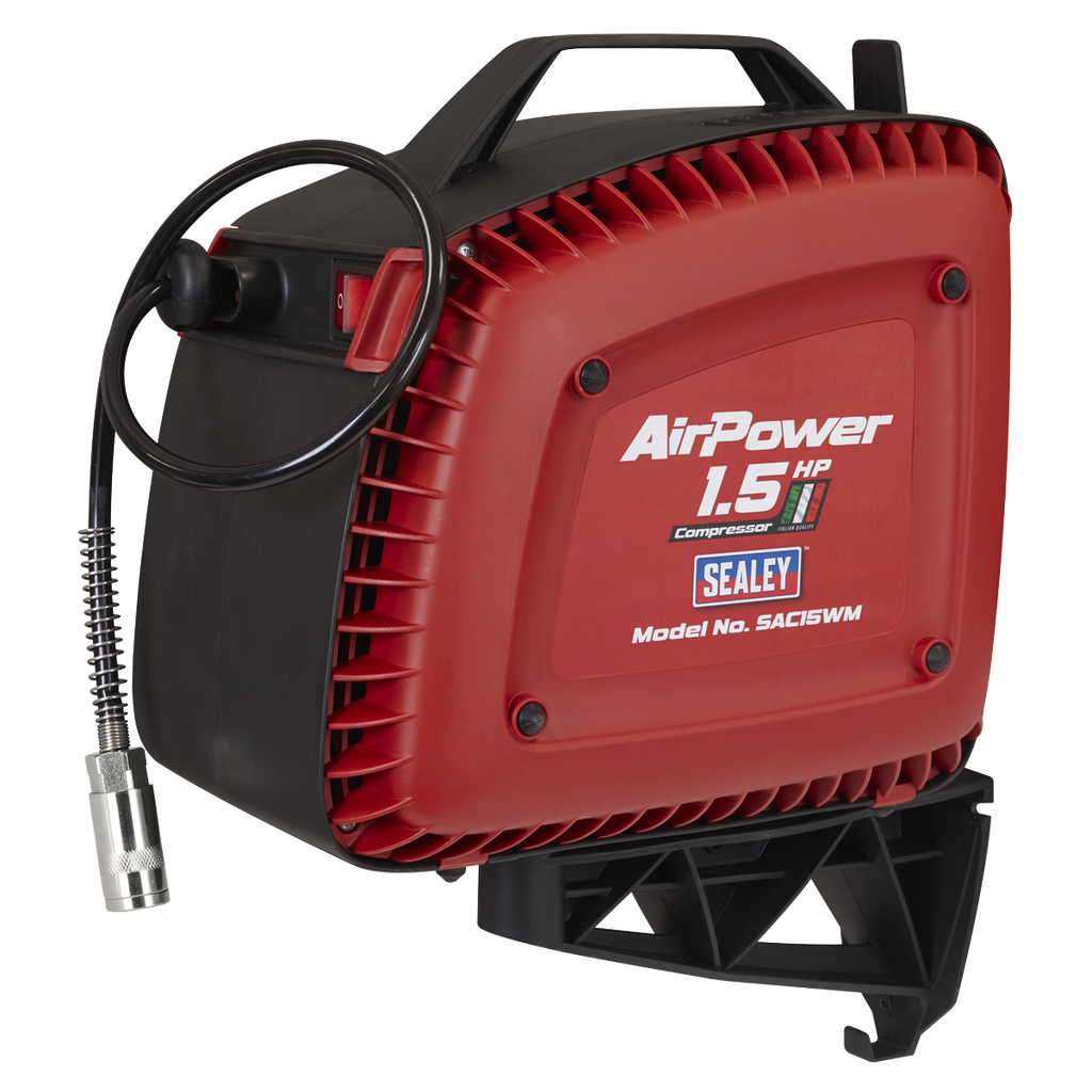 Wall Mounting Oil Free Air Compressor 1.5hp with 7m Retractable Hose Reel SAC15WM