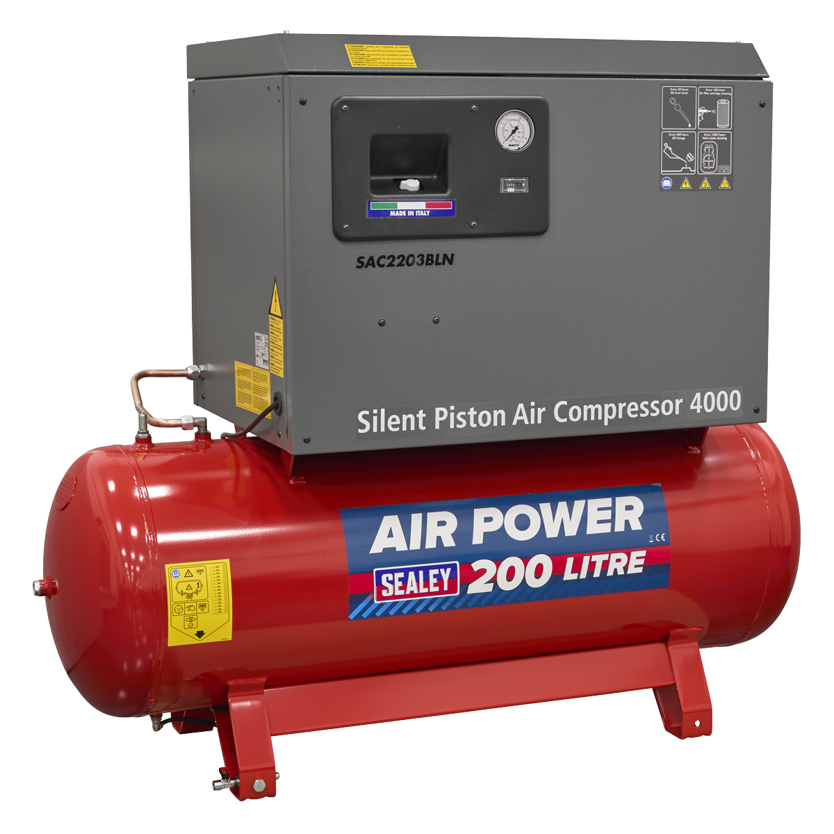 200L Low Noise Belt Drive Air Compressor with Cast Cylinders 3hp SAC2203BLN