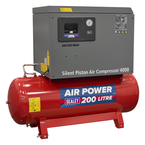 200L Low Noise Belt Drive Air Compressor with Cast Cylinders 3hp SAC2203BLN