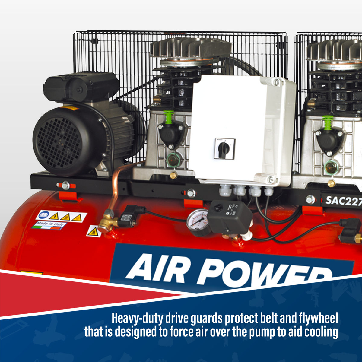 270L Belt Drive Air Compressor with Cast Cylinders 2 x 3hp SAC2276B