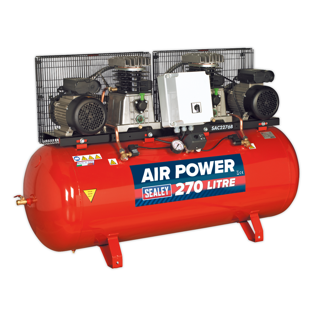 270L Belt Drive Air Compressor with Cast Cylinders 2 x 3hp SAC2276B