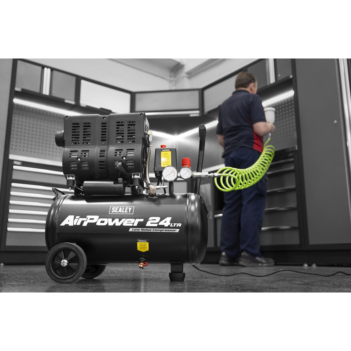 24L Low Noise Oil Free Direct Drive Air Compressor 1hp SAC2400S