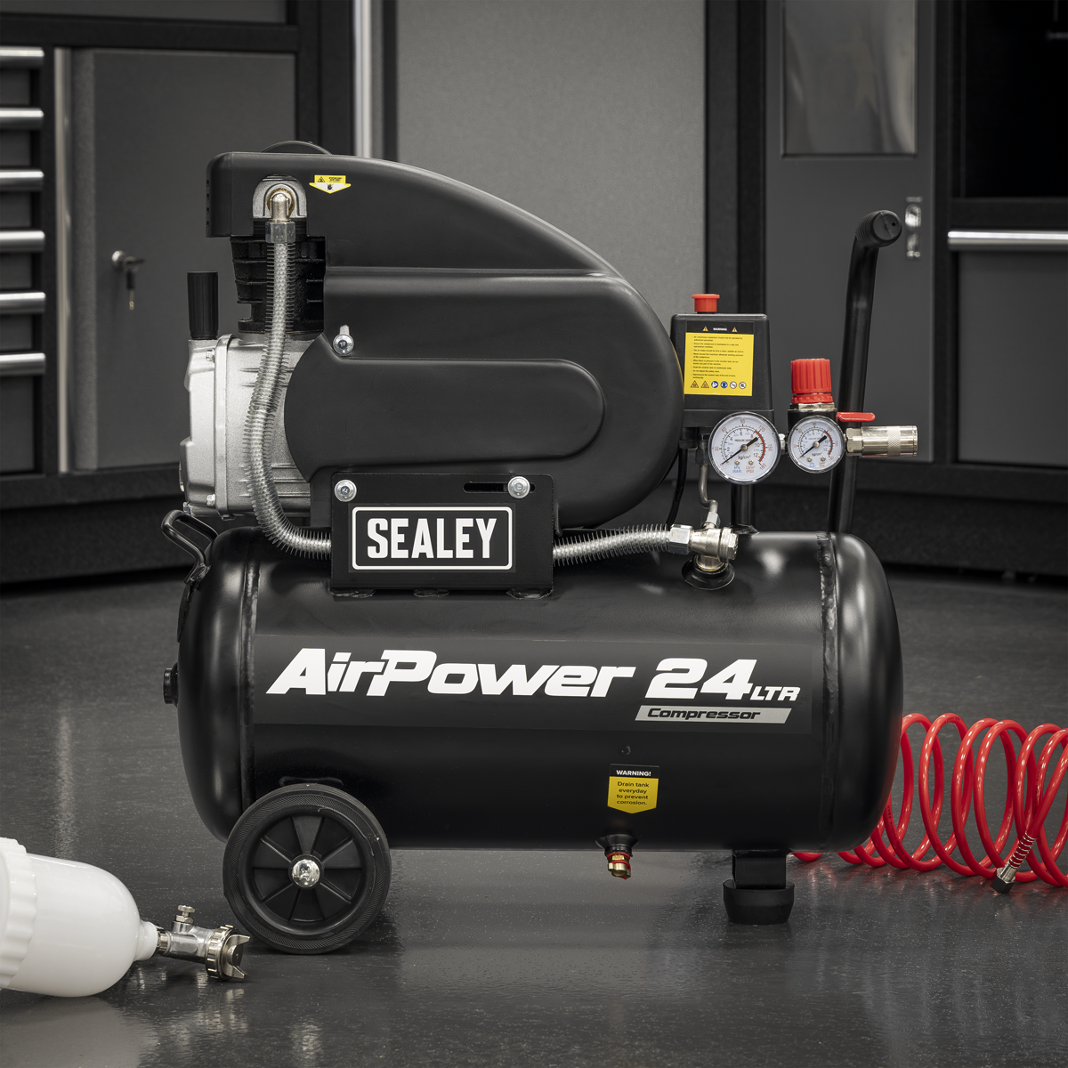 24L Direct Drive Air Compressor 2hp with 4pc Air Accessory Kit SAC2420APK