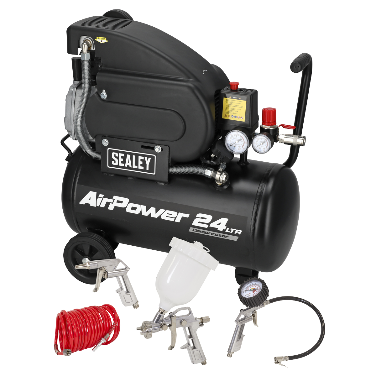 24L Direct Drive Air Compressor 2hp with 4pc Air Accessory Kit SAC2420APK