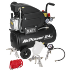 24L Direct Drive Air Compressor 2hp with 4pc Air Accessory Kit SAC2420APK
