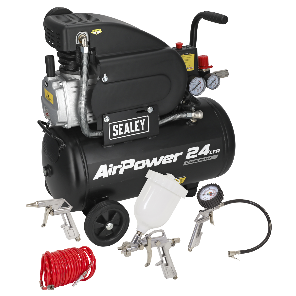 24L Direct Drive Air Compressor 2hp with 4pc Air Accessory Kit SAC2420APK