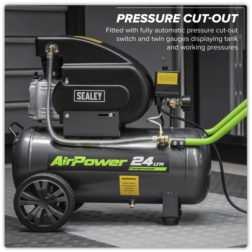 24L Direct Drive Air Compressor 2hp with 4pc Air Accessory Kit SAC2420EPK