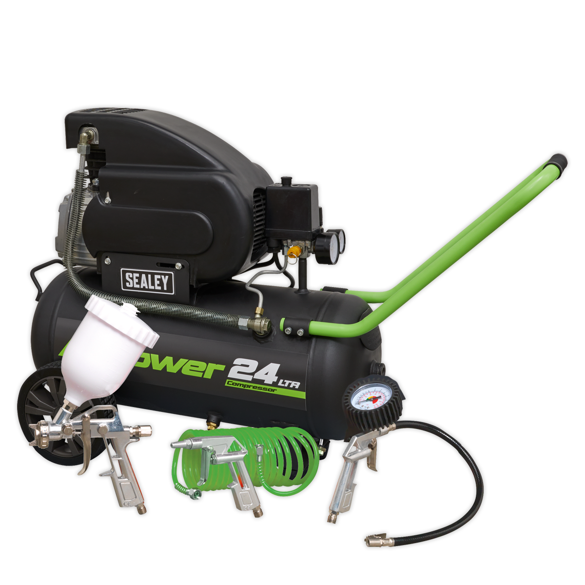 24L Direct Drive Air Compressor 2hp with 4pc Air Accessory Kit SAC2420EPK