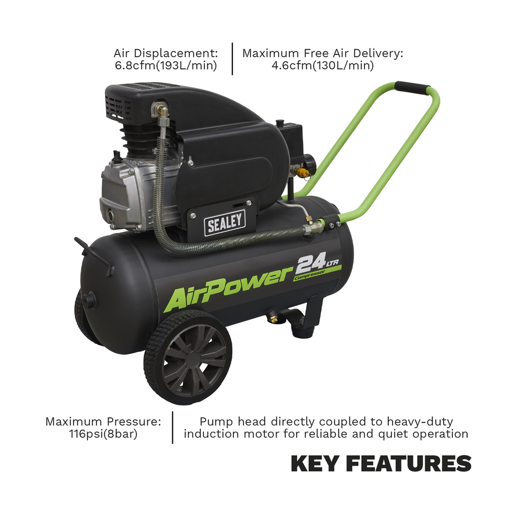 24L Direct Drive Air Compressor 2hp SAC2420E
