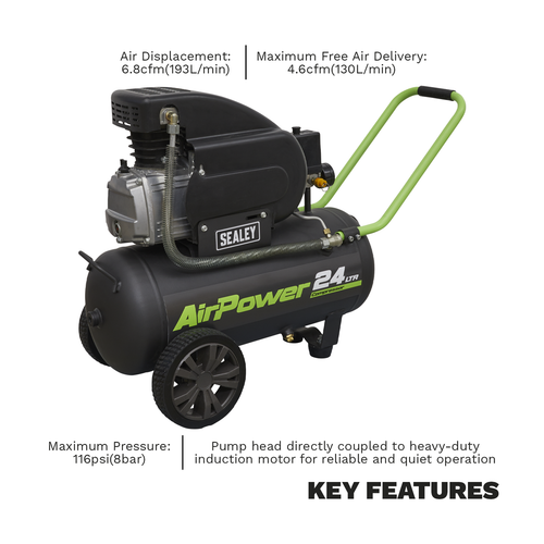 24L Direct Drive Air Compressor 2hp SAC2420E