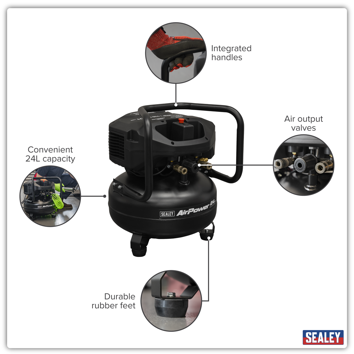 24L Oil Free Belt Drive Vertical Compressor 2hp SAC24V