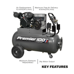 100L Belt Drive Air Compressor with Front Control Panel 3hp SAC3103B