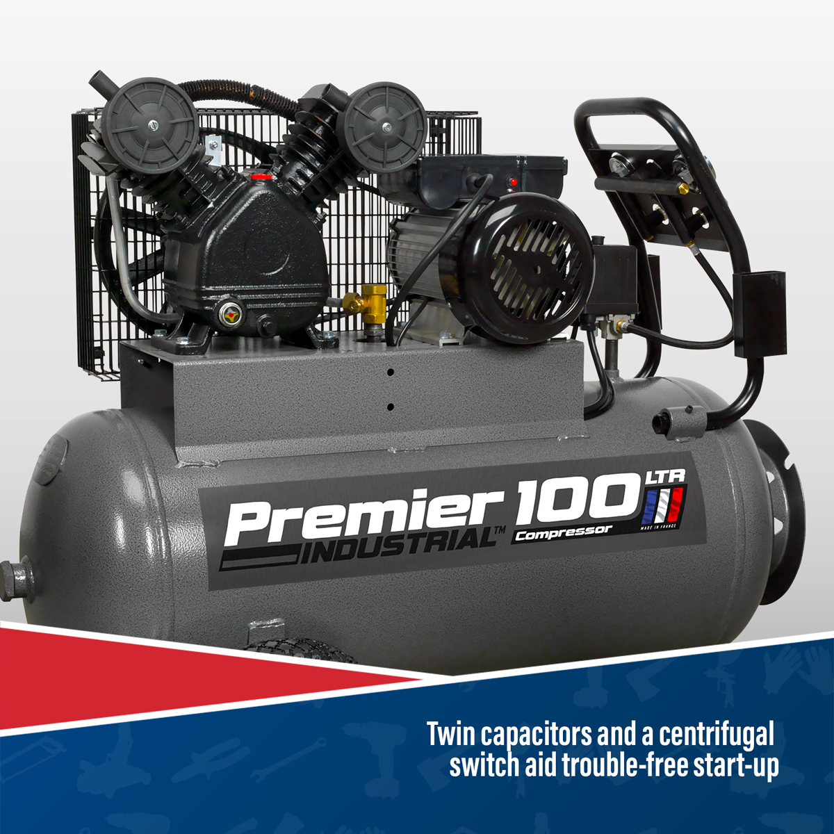 100L Belt Drive Air Compressor with Front Control Panel 3hp SAC3103B