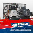 200L Belt Drive Air Compressor with Cast Cylinders 5.5hp 2-Stage SAC42055B