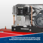 200L Belt Drive Air Compressor with Cast Cylinders 5.5hp 2-Stage SAC42055B